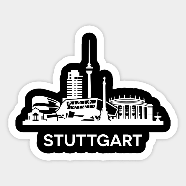 Stuttgart Skyline, white Sticker by yulia-rb